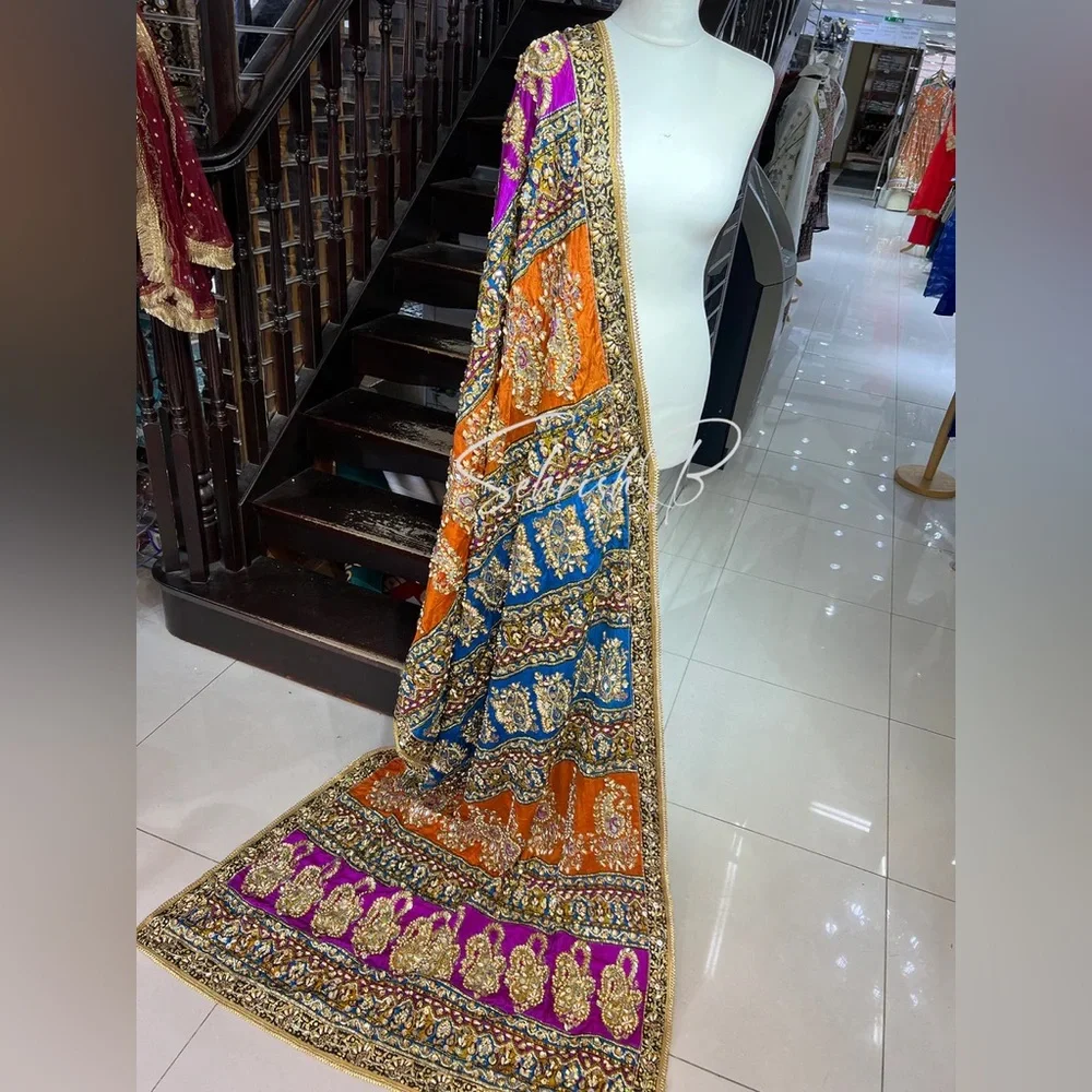 SRB9938 Faryal Makhdoom Sehrish B designer Memsaab UK Dupatta bridal anarkali - Picture 6 of 15